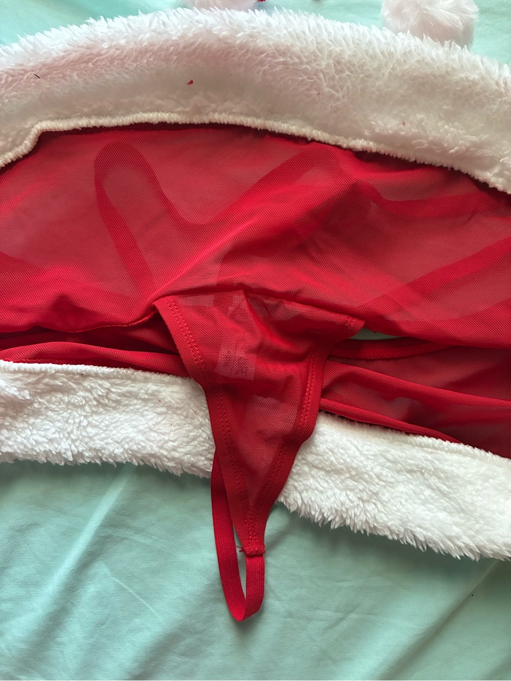Santa Baby Red Two-Piece Lingerie Set - Picture 8 of 8